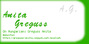 anita greguss business card